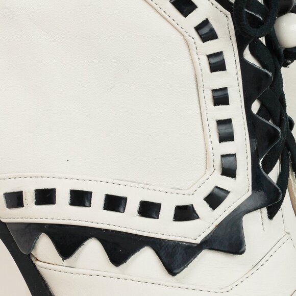 Sophia Webster White & Black Lace-Up Heeled Ankle Boots - Picture 8 of 11